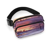 Fanny Pack Winter Landscape Printed Waist Cinching Bag Hip Bag Lightweight Belt Bag for Travel Sports Hiking Running, Winter Landscape, 7.9 X 5.1 in