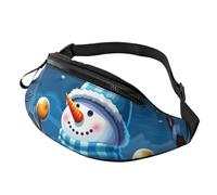 Fanny Pack Winter Snowman Adjustable Belt Bag Pouch With Headphone Hole Waist Pack For Men Jogging Holidays 14X35Cm