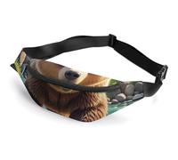 Fanny Packs Bear Crossing The River Cartoon Printed Crossbody Bags Small Sling Bag Everywhere Belt Bag for Women Men Outdoor Travel Running