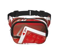 Fanny Packs Belt Bag For Women Men, Small Fashion Crossbody Waist Pack Lightweight Sling Chest Bag Red Background Playing Cards Bumbag For Running Workout Hiking Traveling