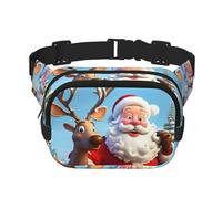 Fanny Packs Belt Bag For Women Men, Small Fashion Crossbody Waist Pack Lightweight Sling Chest Bag Santa Claus Reindeer Bumbag For Running Workout Hiking Traveling