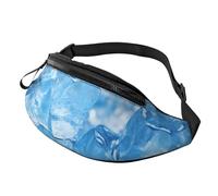 Fanny Packs Black and white striped heart Waist Pack for Women Men Sling Bag with Adjustable Strap Everywhere Belt Bags, Blue Ice Cube Background, One Size