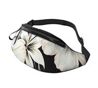 Fanny Packs Black and white striped heart Waist Pack for Women Men Sling Bag with Adjustable Strap Everywhere Belt Bags, Black And White Hawaiian Flowers, One Size