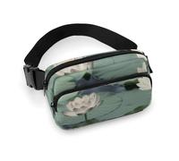 Fanny Packs Black Lily Pads Printed Crossbody Bags for Women with Adjustable Strap for Daily Living, style, 20x13cm, Fanny Packs