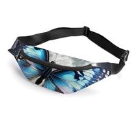 Fanny Packs Blue Butterfly And Moon Printed Crossbody Bags Small Sling Bag Everywhere Belt Bag for Women Men Outdoor Travel Running