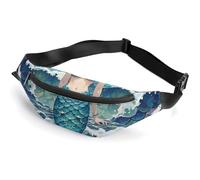 Fanny Packs Blue Waves Squama Mermaid Scale Printed Crossbody Bags Small Sling Bag Everywhere Belt Bag for Women Men Outdoor Travel Running