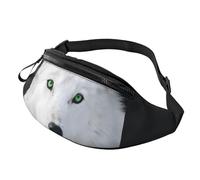 Fanny Packs Cool White Wolf with Green Eyes Waist Pack for Women Men Sling Bag with Adjustable Strap Everywhere Belt Bags