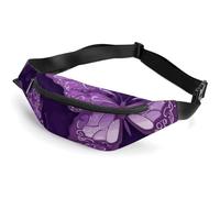 Fanny Packs Crossbody Bags Everywhere Bag Purple Butterflies Printed Small Sling Bag for Travel Hiking Running, style, 36*15cm, Fanny Packs
