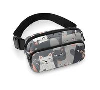 Fanny Packs Cute Funny Grey Cats Pattern Printed Crossbody Bags for Women Crossbody for Travel And Sports, style, 20x13cm, Fanny Packs