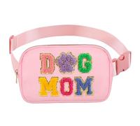 Fanny Packs Dog Mom Gifts for Women, Chenille Letter Dog Mom Nylon Crossbody Bags Birthday Mothers Day Gifts for Wife Dog Lovers Pet Owners, Personalized Belt Bag Must Haves for Travel Running Walking