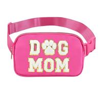 Fanny Packs Dog Mom Gifts for Women, Chenille Letter Dog Mom Nylon Crossbody Bags Birthday Mothers Day Gifts for Wife Dog Lovers Pet Owners, Personalized Belt Bag Must Haves for Travel Running Walking