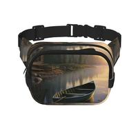 Fanny Packs for Women Adjustable Belt Bag Lightweight Fashion Waist Packs Men Sling Bag canoe by the water Fanny Pack Crossbody Belt Bag for Traveling Workout Running Cycling, Black, One Size