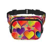 Fanny Packs for Women Adjustable Belt Bag Lightweight Fashion Waist Packs Men Sling Bag colourful heart Fanny Pack Crossbody Belt Bag for Traveling Workout Running Cycling, Black, One Size