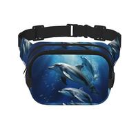 Fanny Packs for Women Adjustable Belt Bag Lightweight Fashion Waist Packs Men Sling Bag Cute Dolphins Fanny Pack Crossbody Belt Bag for Traveling Workout Running Cycling, Black, One Size