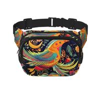 Fanny Packs for Women Adjustable Belt Bag Lightweight Fashion Waist Packs Men Sling Bag Ethnic Style Birds Fanny Pack Crossbody Belt Bag for Traveling Workout Running Cycling, Black, One Size