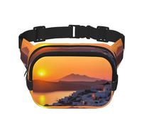 Fanny Packs for Women Adjustable Belt Bag Lightweight Fashion Waist Packs Men Sling Bag Greece Island Sunset Landscape Fanny Pack Crossbody Belt Bag for Traveling Workout Running Cycling, Black, One