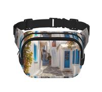 Fanny Packs for Women Adjustable Belt Bag Lightweight Fashion Waist Packs Men Sling Bag Greece Street Fanny Pack Crossbody Belt Bag for Traveling Workout Running Cycling, Black, One Size
