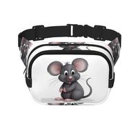 Fanny Packs for Women Adjustable Belt Bag Lightweight Fashion Waist Packs Men Sling Bag Grey rat Fanny Pack Crossbody Belt Bag for Traveling Workout Running Cycling, Black, One Size
