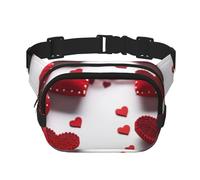 Fanny Packs for Women Adjustable Belt Bag Lightweight Fashion Waist Packs Men Sling Bag Handmade Red Hearts Fanny Pack Crossbody Belt Bag for Traveling Workout Running Cycling, Black, One Size