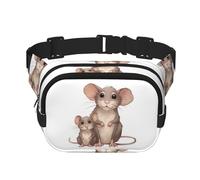 Fanny Packs for Women Adjustable Belt Bag Lightweight Fashion Waist Packs Men Sling Bag Mother and child rats Fanny Pack Crossbody Belt Bag for Traveling Workout Running Cycling, Black, One Size