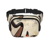 Fanny Packs for Women Adjustable Belt Bag Lightweight Fashion Waist Packs Men Sling Bag Music Background with Harp and Butterfly Fanny Pack Crossbody Belt Bag for Traveling Workout Running Cycling,