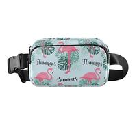 Fanny Packs for Women Cute Flamingo Green Tropical Hip Bag Belt Purse Cute Waterproof Travel Waist Pouch, Cute Flamingo Green Tropical, 8 x 5.3 x 2.3 inch, Funny Cute, Cute Flamingo Green Tropical, 8