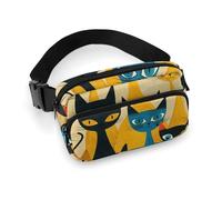 Fanny Packs for Women Men Belt Bag A Group of Cats Waist Bag Waterproof Waist Packs Phone Bag, A Group of Cats, 20x13cm, Art Deco