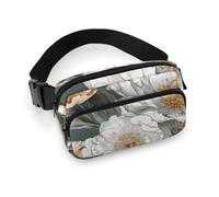 Fanny Packs for Women Men Belt Bag A White Dove Flies By Waist Bag Waterproof Waist Packs Phone Bag, White and Peach Blossom, 20x13cm, Art Deco