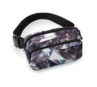 Fanny Packs for Women Men Belt Bag Art Graffiti Butterflies Print Waist Bag Waterproof Waist Packs Phone Bag, Glitter Abstract Diamond Crystal Pattern, 20x13cm, Art Deco