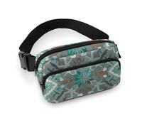 Fanny Packs for Women Men Belt Bag Autumn Pumpkin Floral Waist Bag Waterproof Waist Packs Phone Bag, Turquoise bohemian style, 20x13cm, Art Deco