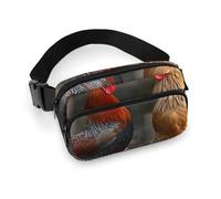 Fanny Packs for Women Men Belt Bag Birds Resting on Tree Branch Waist Bag Waterproof Waist Packs Phone Bag, Rooster and Chicken, 20x13cm, Art Deco