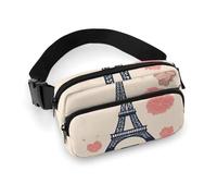 Fanny Packs for Women Men Belt Bag Black White Waist Bag Waterproof Waist Packs Phone Bag, Take Me to Paris, 20x13cm, Art Deco