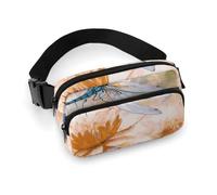Fanny Packs for Women Men Belt Bag Cute Baby Tiger Waist Bag Waterproof Waist Packs Phone Bag, Dragonflies Lily, 20x13cm, Art Deco