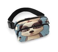 Fanny Packs for Women Men Belt Bag Cute Baby Tiger Waist Bag Waterproof Waist Packs Phone Bag, Hairy Ferret, 20x13cm, Art Deco