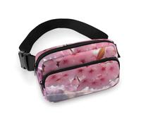 Fanny Packs for Women Men Belt Bag Family of Birds Waist Bag Waterproof Waist Packs Phone Bag, Cherry Blossom, 20x13cm, Art Deco