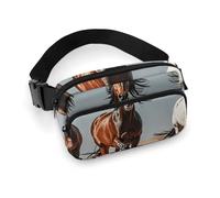 Fanny Packs for Women Men Belt Bag Farmhouse Decorating Waist Bag Waterproof Waist Packs Phone Bag, Horses are running, 20x13cm, Art Deco