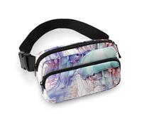 Fanny Packs for Women Men Belt Bag Flower And Butterfly Waist Bag Waterproof Waist Packs Phone Bag, Watercolor 3D Jellyfish, 20x13cm, Art Deco