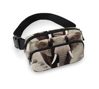 Fanny Packs for Women Men Belt Bag Heart on White Background Waist Bag Waterproof Waist Packs Phone Bag, Broken wall elephant, 20x13cm, Art Deco