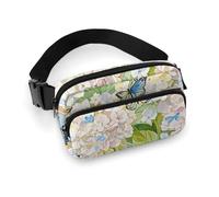 Fanny Packs for Women Men Belt Bag Hydrangea Butterfly Waist Bag Waterproof Waist Packs Phone Bag, Hydrangea Butterfly, 20x13cm, Art Deco
