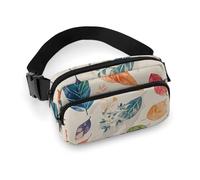 Fanny Packs for Women Men Belt Bag Hydrangea Butterfly Waist Bag Waterproof Waist Packs Phone Bag, Stamped Leaves, 20x13cm, Art Deco