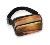 Fanny Packs for Women Men Belt Bag Penguin Wearing Flowers Waist Bag Waterproof Waist Packs Phone Bag, Iceland Sunset, 20x13cm, Art Deco