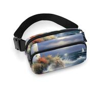 Fanny Packs for Women Men Belt Bag Tiger Lie On Rock Waist Bag Waterproof Waist Packs Phone Bag, Lighthouse Diamond Painting, 20x13cm, Art Deco