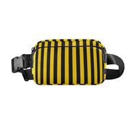 Fanny Packs for Women Men Black Yellow Stripes Pattern,Belt Bag Waist Pouch Packs Crossbody Bag Vertical Stripes Running Hiking for Girls Boys