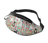 Fanny Packs for Women Men, Cross Body Bag Belt Bag Fashion Waist Bag with Adjustable Strap, Pitbull with Floral Flower
