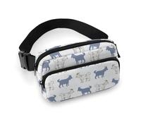 Fanny Packs for Women Men Cross Body - Plaid Cartoon Cute Goat Small Crossbody Bags for Women Men, Belt Bag Waist Packs for Workout Running Travel with Adjustable Strap
