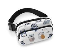 Fanny Packs for Women Men Cross Body - Quirky Doodle Owl White Small Crossbody Bags for Women Men, Belt Bag Waist Packs for Workout Running Travel with Adjustable Strap