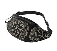 Fanny Packs for Women Men Fashionable Cross Body Belt Bag with Adjustable Straps Black Celtic Viking Design Magical Runic Compass Vegvisir in The Circle of Norse Runes and Dragons Tattoo Decorative