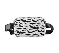 Fanny Packs for Women Men Halloween Bats Black White,Belt Bag Waist Pouch Packs Crossbody Bag Halloween GothicRunning Hiking for Girls Boys