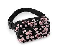 Fanny Packs for Women - Pink Berry Blossom Black Belt Bag Crossbody Bags for Women Fashion Waist Packs