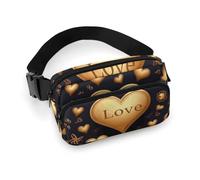 Fanny Packs Golden Heart And Love Printed Crossbody Bags for Women with Adjustable Strap for Daily Living, style, 20x13cm, Fanny Packs